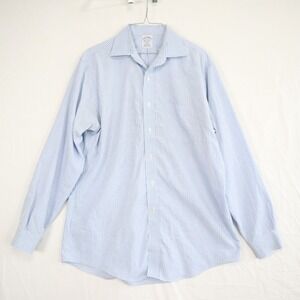 Brooks Brothers Shirt Mens 16-34 Regent Non Iron Button Blue Plaid Long Sleeve